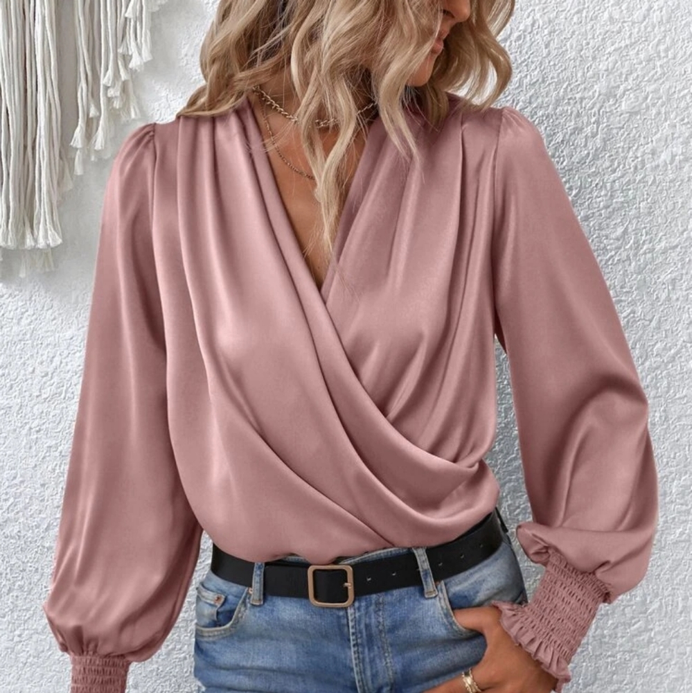Blush Front Drape Blouse S M L - Picture 1 of 4